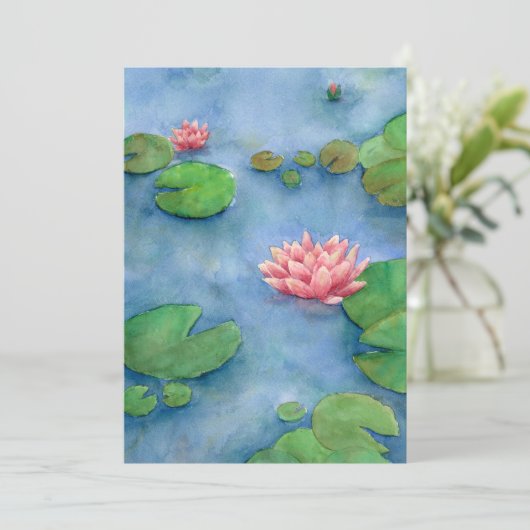Lotus flower watercolor 招待状 (スタンド正面)