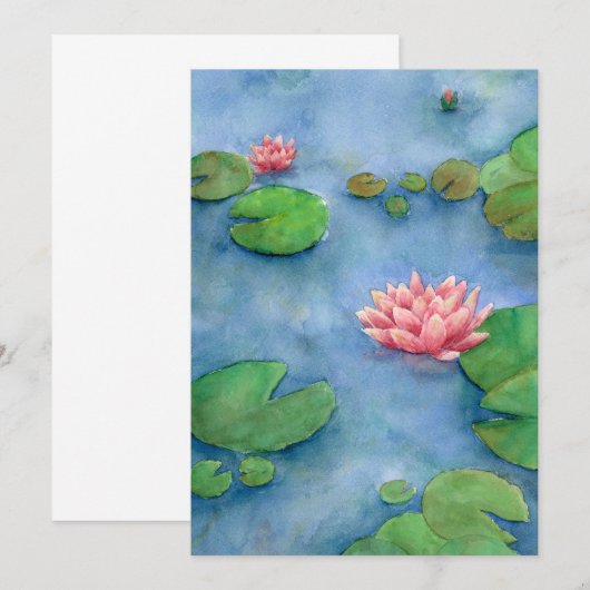 Lotus flower watercolor 招待状 (正面/裏面)