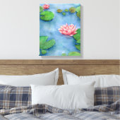 Lotus flower watercolor painting canvas キャンバスプリント (インサイチュ (寝室))