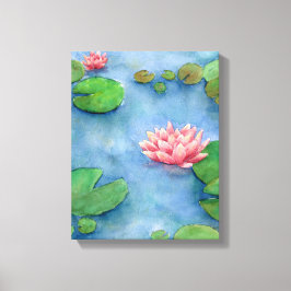 Lotus flower watercolor painting canvas キャンバスプリント