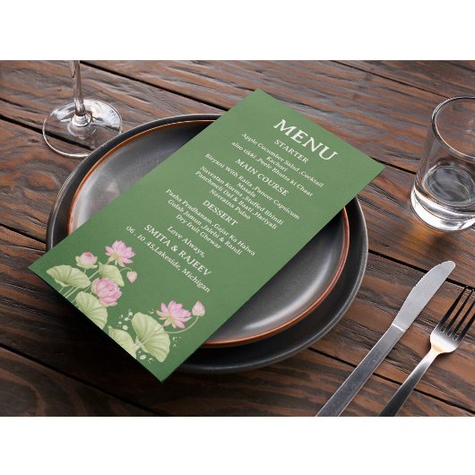 Lotus Flower Wedding Menu Card メニュー