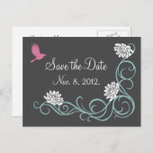 Lotus Flowers日付はがきを保存する(灰色) 案内ポストカード (正面/裏面)