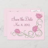 Lotus Flowers日付はがき保存(ピンク) 案内ポストカード (正面/裏面)