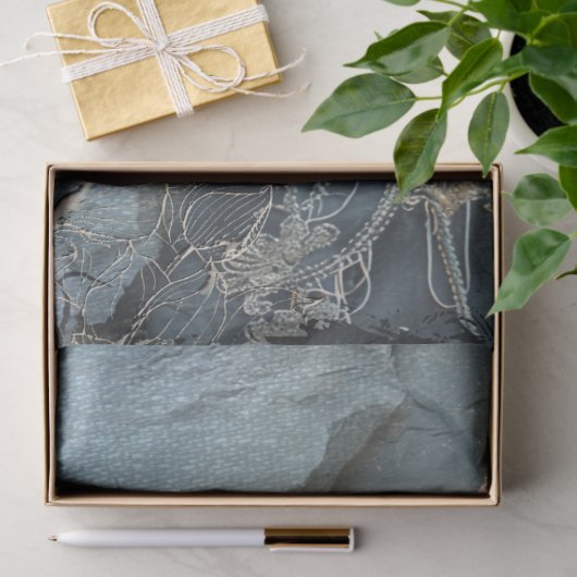 Lotus Flowers & Denim Blue混合メディアエフェクトアート 薄葉紙 (ギフト)