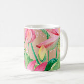 lotus flowers seamless pattern. watercolor botanic コーヒーマグカップ (正面右)