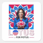 Lotus for Potus Kamala Harris大統領選挙キャンペーン スクエアシール (正面)
