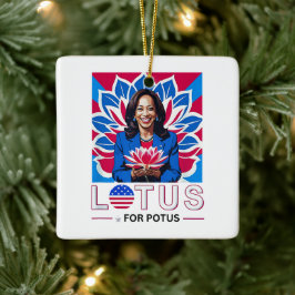 Lotus for Potus Kamala Harris大統領選挙キャンペーン セラミックオーナメント