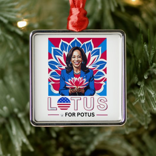 Lotus for Potus Kamala Harris大統領選挙キャンペーン メタルオーナメント (ツリー)
