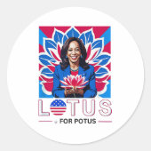 Lotus for Potus Kamala Harris大統領選挙キャンペーン ラウンドシール (正面)