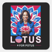 Lotus For Potus USA選出Kamala Harris 2024 スクエアシール (正面)