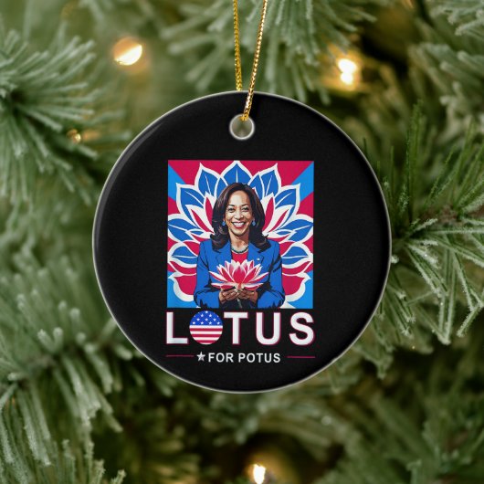 Lotus For Potus USA選出Kamala Harris 2024 セラミックオーナメント (ツリー)