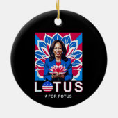 Lotus For Potus USA選出Kamala Harris 2024 セラミックオーナメント (裏面)