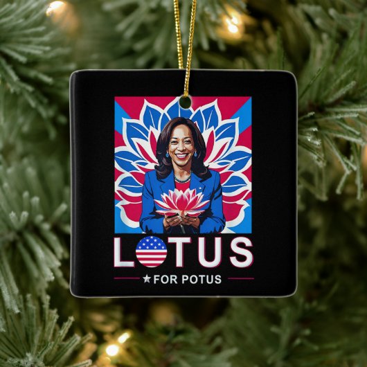 Lotus For Potus USA選出Kamala Harris 2024 セラミックオーナメント (ツリー)