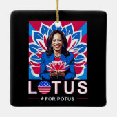 Lotus For Potus USA選出Kamala Harris 2024 セラミックオーナメント (裏面)