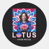 Lotus For Potus USA選出Kamala Harris 2024 ラウンドシール (正面)
