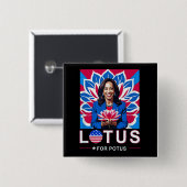 Lotus For Potus USA選出Kamala Harris 2024 缶バッジ (正面&裏面)