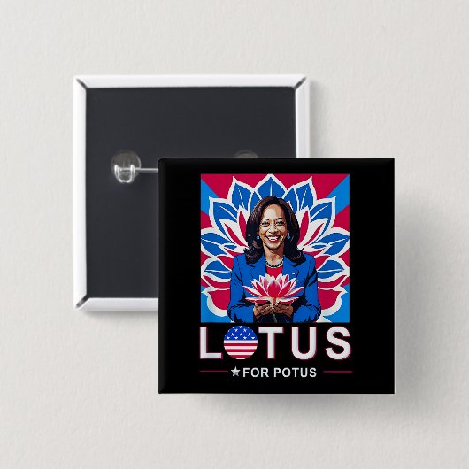 Lotus For Potus USA選出Kamala Harris 2024 缶バッジ (正面&裏面)