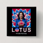 Lotus For Potus USA選出Kamala Harris 2024 缶バッジ (正面)