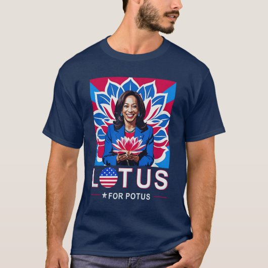 Lotus For Potus USA選出Kamala Harris 2024 Tシャツ (正面)