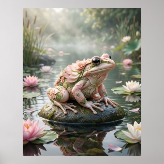 Lotus Frog Zen Pond ポスター (正面)