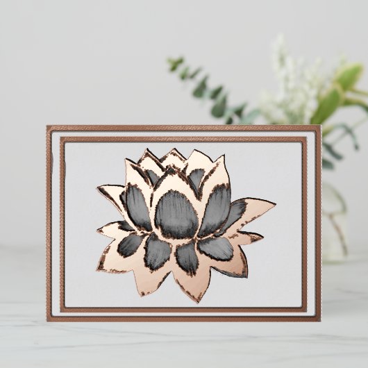 Lotus grey & copper foil card  箔シーズンカード (立ち正面)