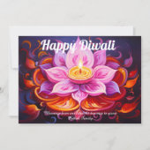 Lotus Lantern Light Diwali Card 招待状 (正面)