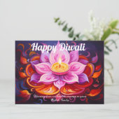 Lotus Lantern Light Diwali Card 招待状 (スタンド正面)