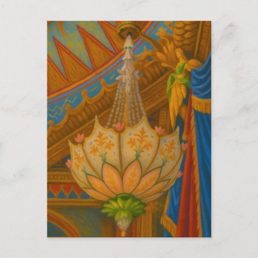 Lotus Light – Royal Pavilion Chandelier Print ポストカード (正面)