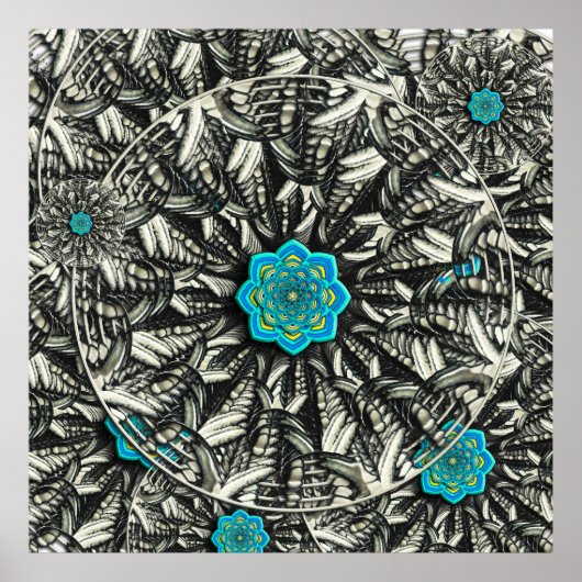 Lotus Mandala Fractalポスター ポスター (正面)