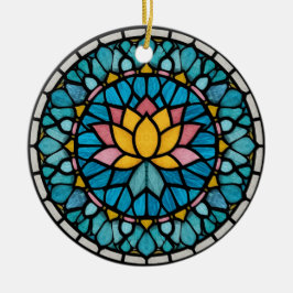 Lotus Mandala Stained Glass セラミックオーナメント