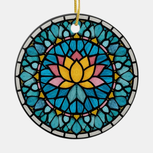 Lotus Mandala Stained Glass セラミックオーナメント (正面)