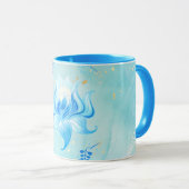 Lotus of Calm Waters – Teal Floral Artwork マグカップ (正面右)