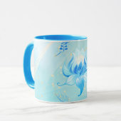 Lotus of Calm Waters – Teal Floral Artwork マグカップ (正面左)