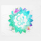 *~* Lotus OMシンボルフラワーマンダラニューエイジ白 フリースブランケット (正面(横))