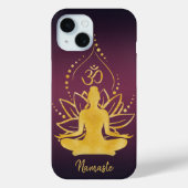 Lotus & Om – 名前パーソナライズされたミニマリスト Case-Mate iPhoneケース (裏面)