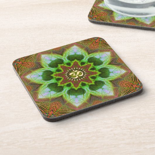 Lotus Om Mandala Geometric Art : Set of 6 コースター (左側)