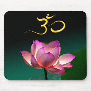Lotus/Pink+Magenta+Om、DIY文字 マウスパッド