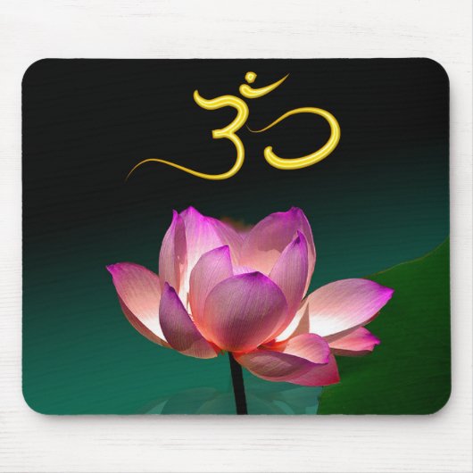 Lotus/Pink+Magenta+Om、DIY文字 マウスパッド (正面)