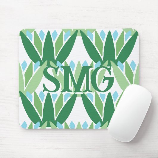 Lotus Ribbon in Green + Aqua Personalized マウスパッド (マウス)
