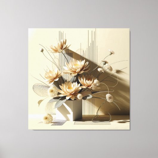 Lotus Structure in Beige キャンバスプリント (正面)