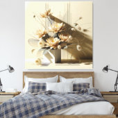 Lotus Structure in Beige キャンバスプリント (インサイチュ (寝室))