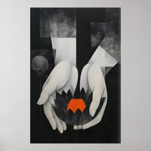 Lotus Wall Art Print - Abstract Hands with ポスター (正面)