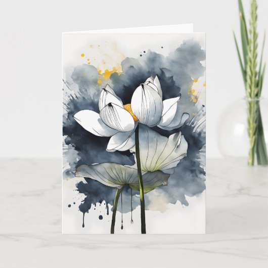 Lotus - Watercolor flowers カード (正面)