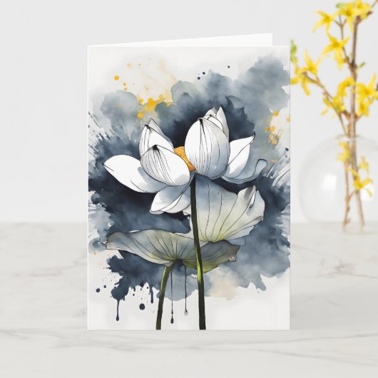 Lotus - Watercolor flowers カード (黄色い花)