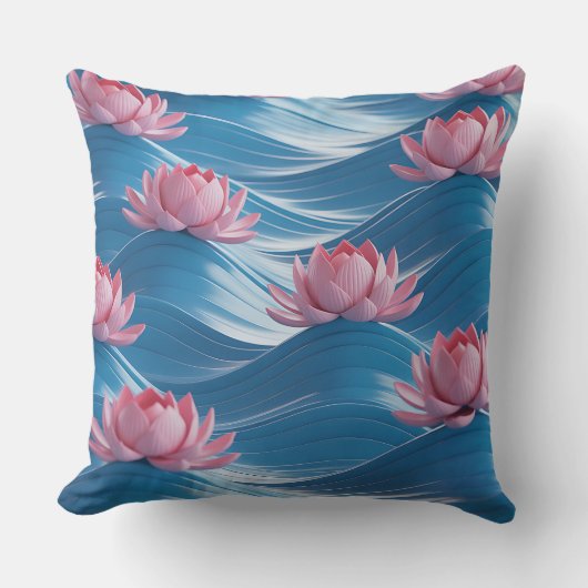 Lotus Wave Relief 3D Batik Motif クッション (正面)