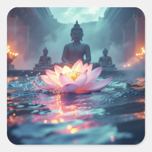 LOTUS - ZEN BUDDHISM スクエアシール (正面)