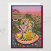 lotusInvitationのKrishnaそしてRadha 招待状 (正面/裏面)