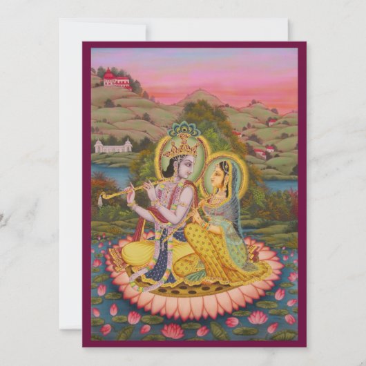 lotusInvitationのKrishnaそしてRadha 招待状 (正面)