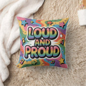 Loud and Proud – Colorful Psychedelic LGBTQ+ Ally  クッション (ブランケット)