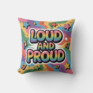 Loud and Proud – Colorful Psychedelic LGBTQ+ Ally クッション